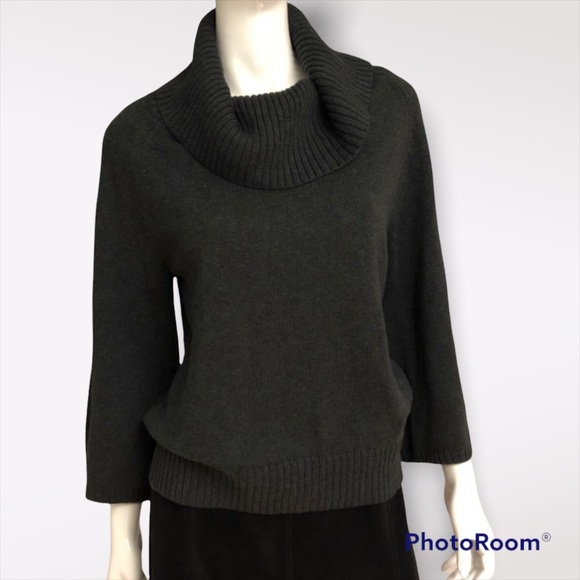 Pria Sweaters - 100% Cotton Flared Bell Cropped 3/4 Sleeve & Cowl Neck Oversized Sweater Top L